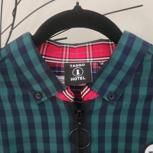 Tango Hotel Tartan Long Sleeve Plaid Shirt Black/green size MEDIUM - Picture 4 of 11